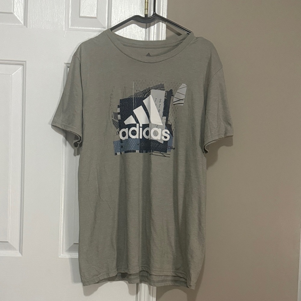 Adidas Men's Short Sleeve Tee in Gray with Logo
